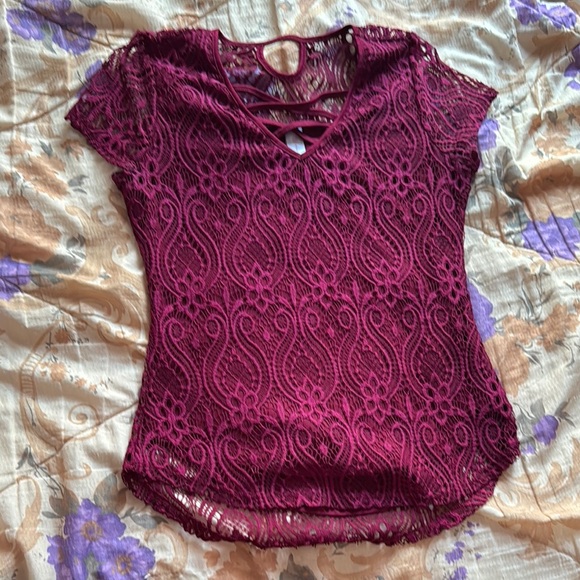 No Boundaries Tops - No Boundaries Red Fitted Cut Out Blouse